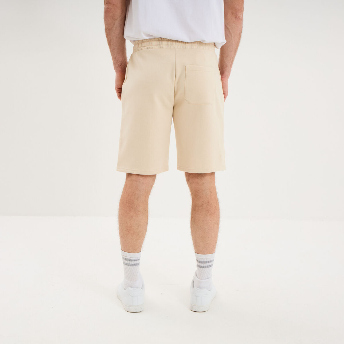 Short jogging molleton droit ecru homme