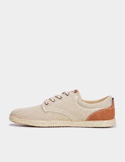 Derbies toile &agrave; lacets Creeks sable homme