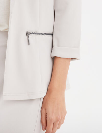 Veste blazer cintré manches 3/4 gris clair femme