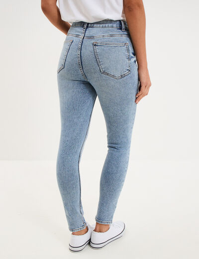 Jeans skinny taille haute cropped denim double stone femme