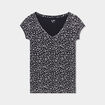 T-shirt col V droit manches courtes noir femme