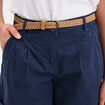 Short chino ceinture tressée bleu marine femme