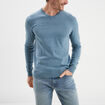 Pull jersey avec col en V gris homme