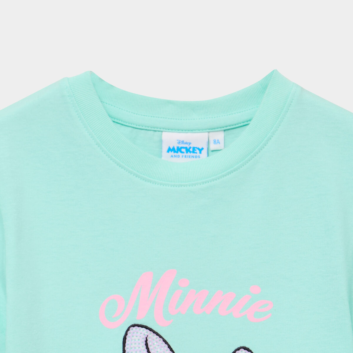 T-shirt coton manches courtes Minnie vert clair fille