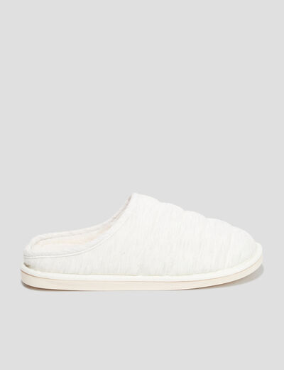 Chaussons mules fourrés gris femme