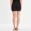 Short fluide taille élastiquée ceinturée noir femme