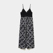 Robe longue buste effet crochet noir femme