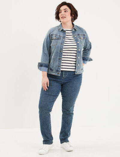 Veste en jean boutonnée Creeks denim stone femme grande taille