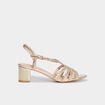 Sandales &agrave; talons 5 cm brides tress&eacute;es jaune or femme