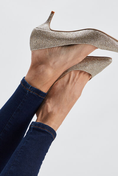Escarpins à talons couleur or femme