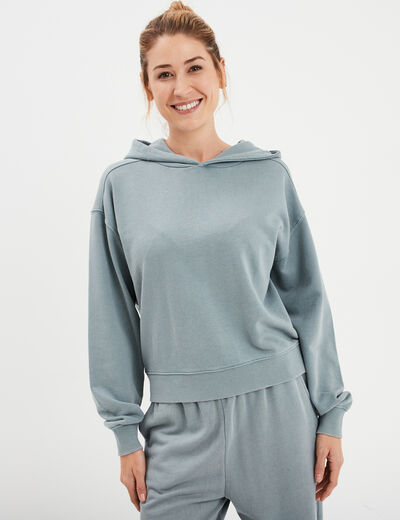 Sweat à capuche hoodie coton gris femme