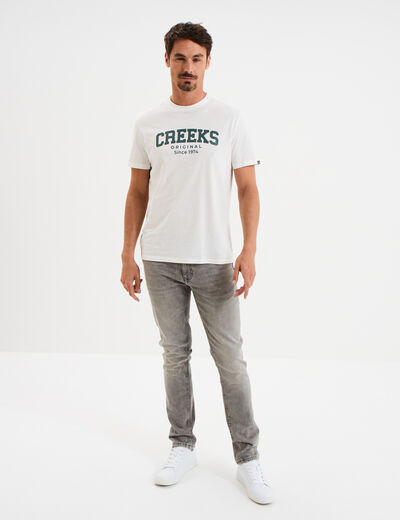 T-shirt droit manches courtes coton blanc homme