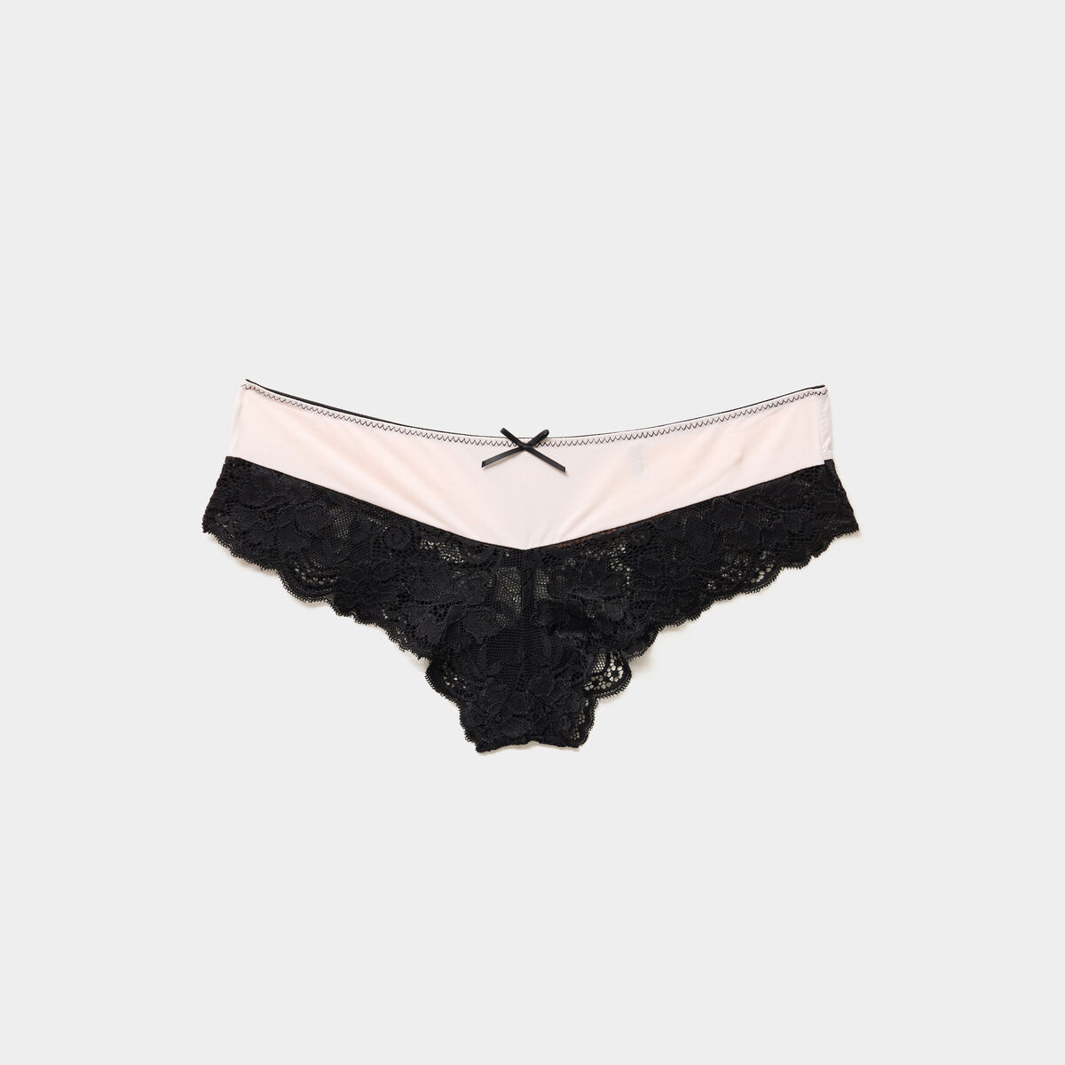 Shorty microfibre avec dentelle rose clair femme