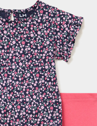Ensemble 2 pi&egrave;ces legging et t-shirt bleu marine b&eacute;b&eacute; fille