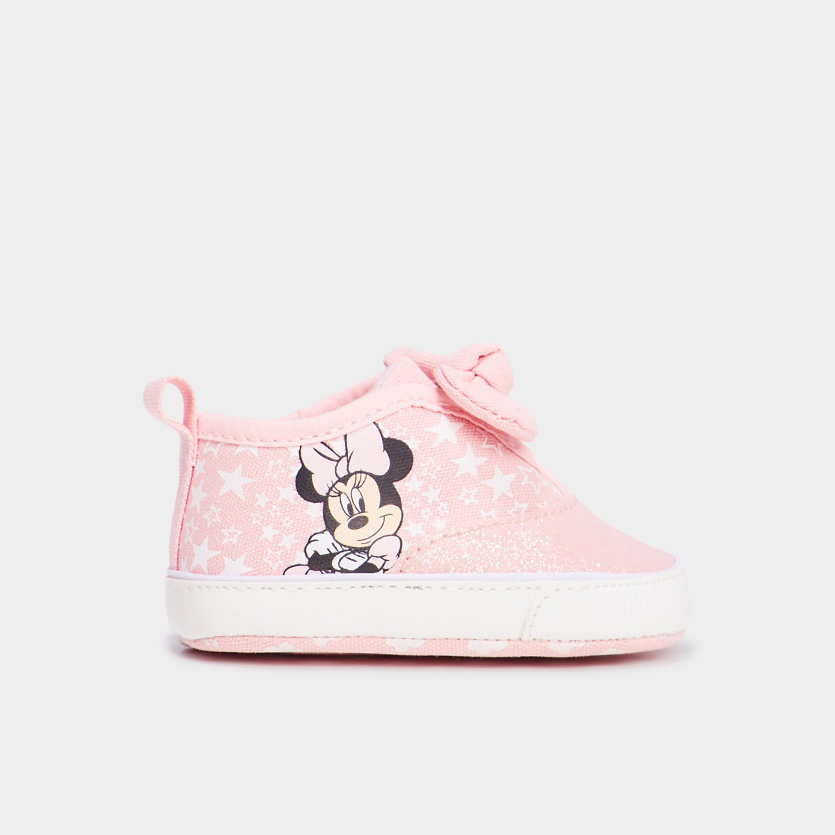 Chaussons bottons à paillettes Minnie rose bébé fille