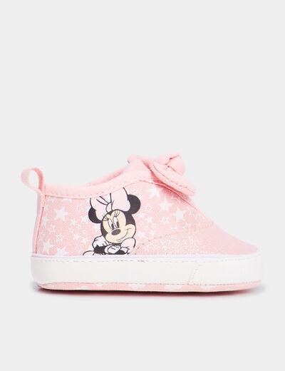 Chaussons bottons à paillettes Minnie rose bébé fille