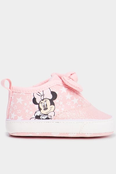 Chaussons bottons &agrave; paillettes Minnie rose b&eacute;b&eacute; fille