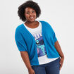Gilet manches 3/4 bleu canard femme grande taille