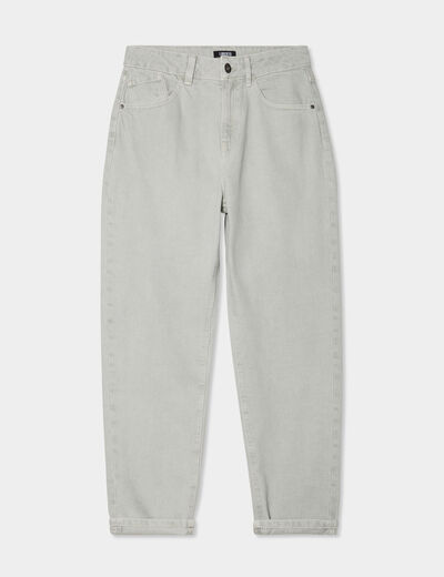 Jeans mom taille haute coton vert pastel femme