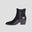 Bottines santiags aspect croco à talons noir femme