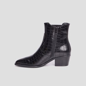 bottines santiags aspect croco a talons noir femme Bottines santiags aspect croco à talons noir femme