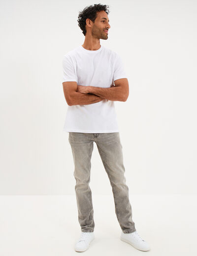 T-shirt droit en coton manches courtes blanc homme