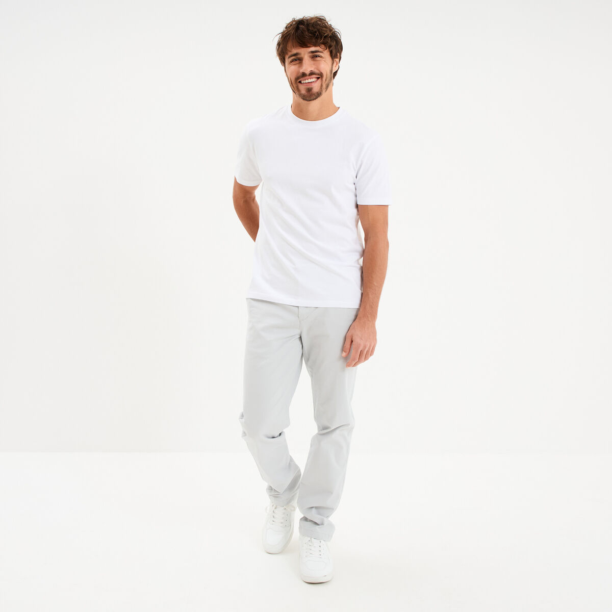T-shirt slim stretch manches courtes blanc homme
