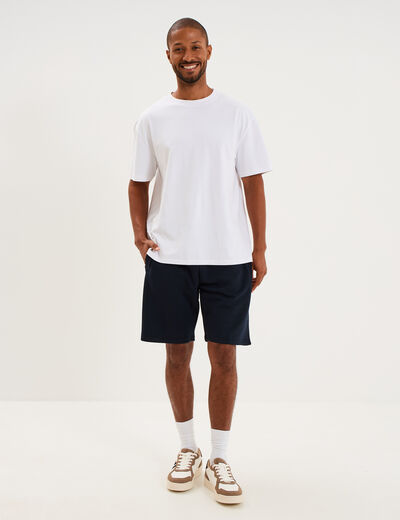 Short jogging molleton droit bleu marine homme