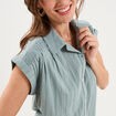 Blouse manches courtes bleu gris femme