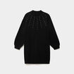 Robe pull courte col montant avec strass noir fille