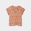 T-shirt col en V et pattes &eacute;paules orange fonc&eacute; femme