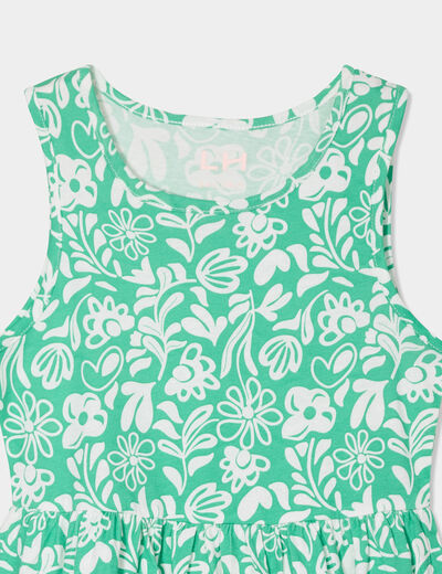Robe patineuse sans manches coton vert fille