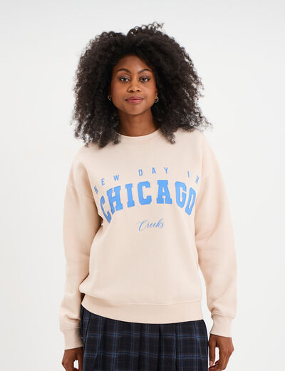 Sweat oversize manches longues sable femme