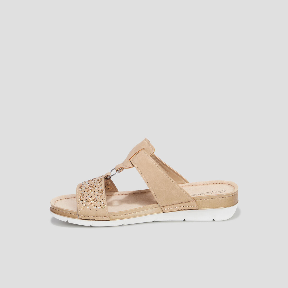 Mules compens&eacute;es en cuir Confortissimo sable femme