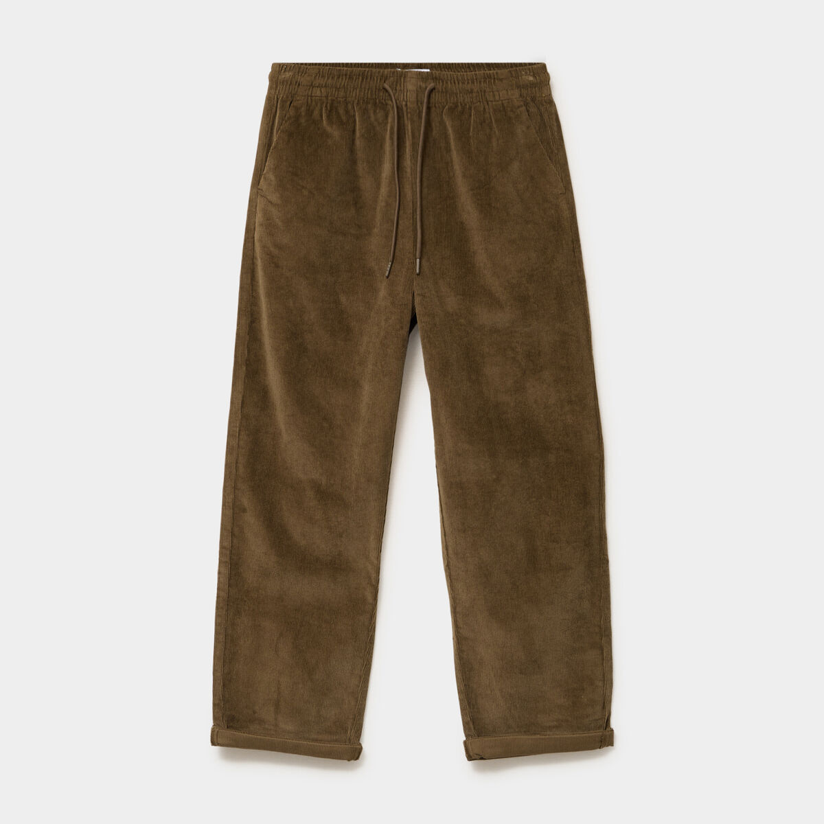 Pantalon taille haute velours 7/8&egrave;me vert kaki femme