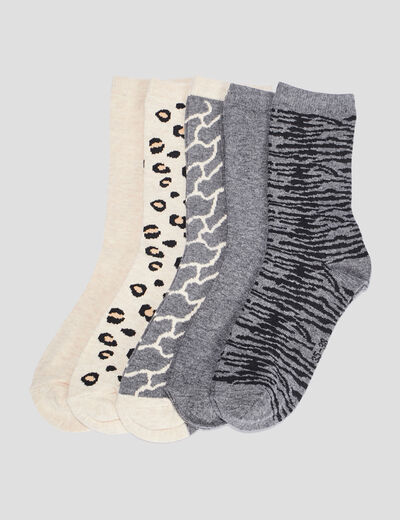 Lot 5 paires chaussettes sable femme