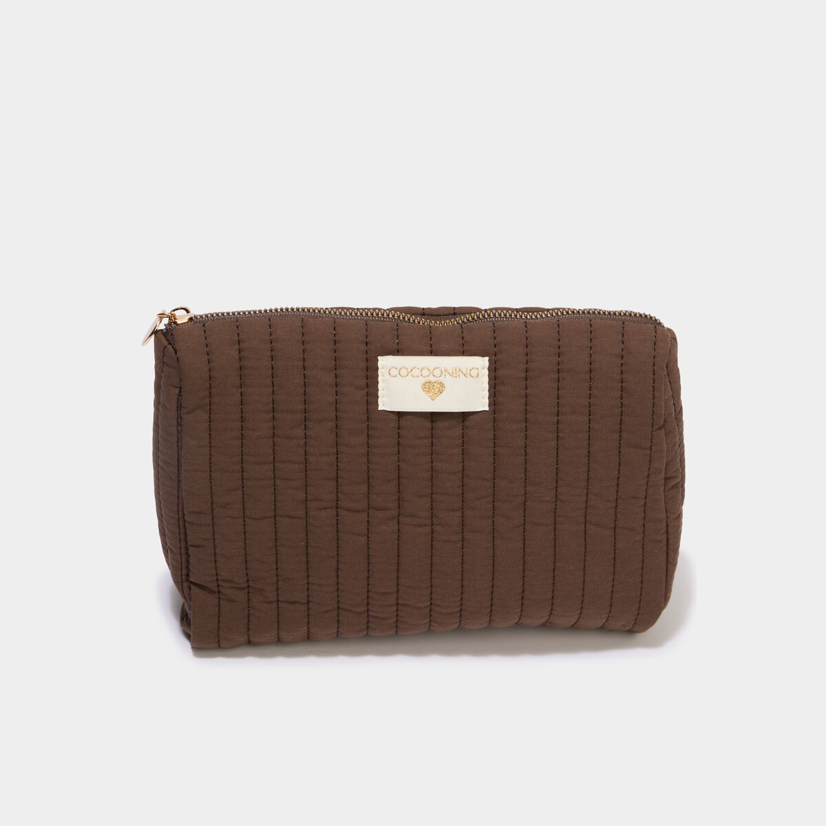 Trousse de toilette matelass&eacute;e marron fonc&eacute; mixte