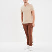 T-shirt manches courtes col tunisien beige homme