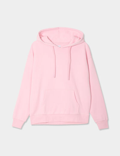 Sweat hoodie molleton à capuche rose clair femme