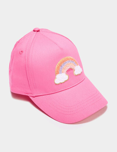 Casquette patch brodé coton rose fille