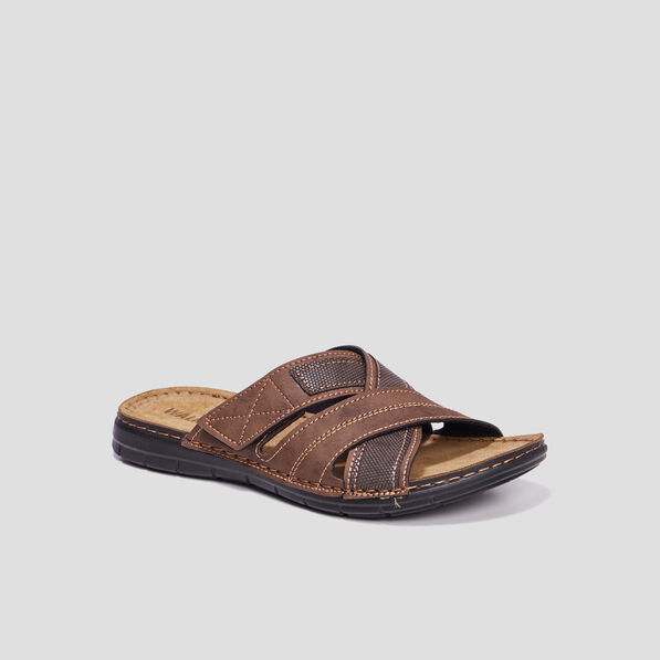 Mules bride à scratchs marron homme