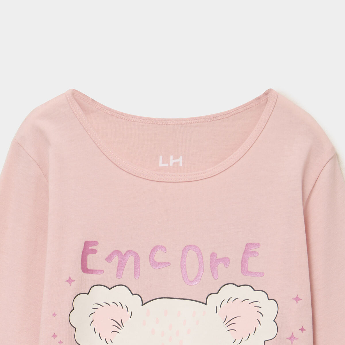 Ensemble pyjama pantalon et t-shirt rose clair fille