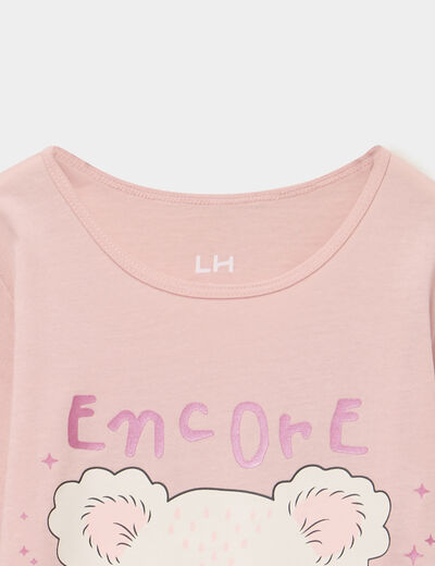 Ensemble pyjama pantalon et t-shirt rose clair fille