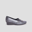 Mocassins compens&eacute;s gris fonc&eacute; femme