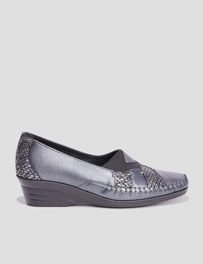 Mocassins compensés gris foncé femme