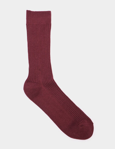 Lot 2 paires chaussettes côtelées prune homme