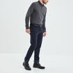Polo manches longues col boutonné coton gris homme