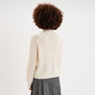 Pull col montant textur&eacute; manches longues blanc femme