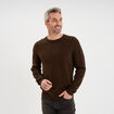 Pull col rond manches longues marron fonc&eacute; homme