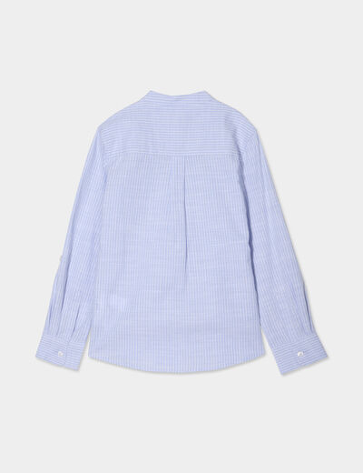 Chemise col mao manches retroussables bleu ciel garçon